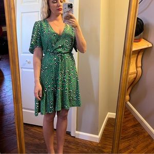 Topshop green wrap dress size 8